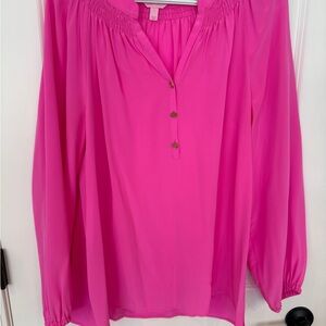 Lilly Pulitzer Bright Fuchsia Peasant Blouse